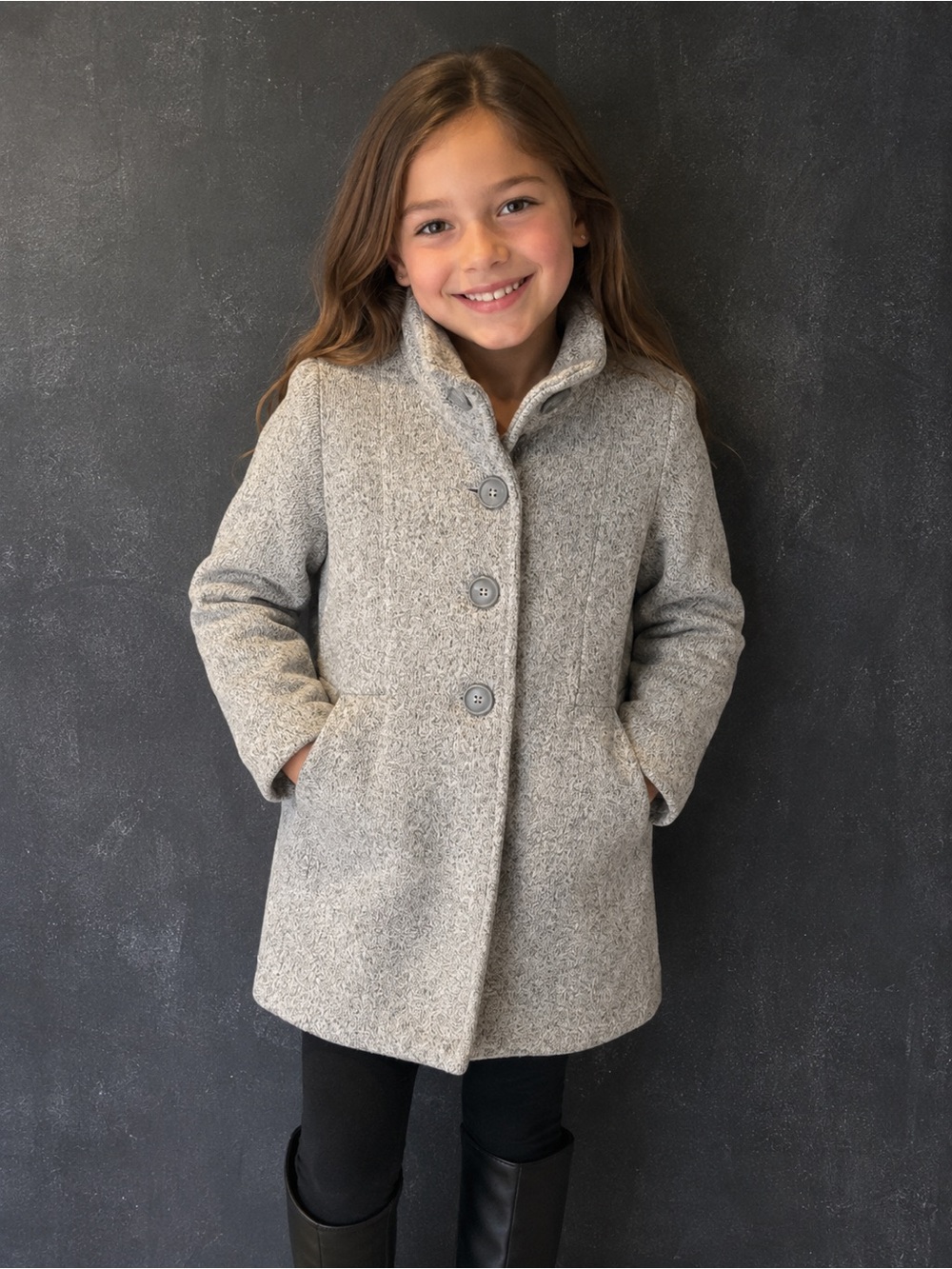 Patagonia Girls XL 14 Gray Sweater Fleece Coat Jacket Button Front Warm